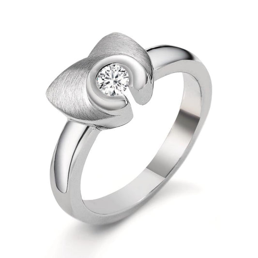 pierścionek złoto białe 750/18 K Diament 0.12 ct, w-si