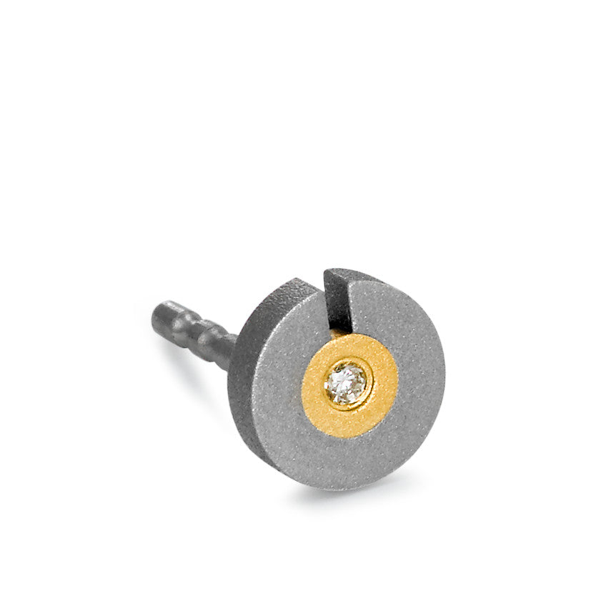 kolczyk wkrętka (1 sztuka) tytan, złoto żółte 750/18 K Diament 0.01 ct, w-si Ø5.5 mm