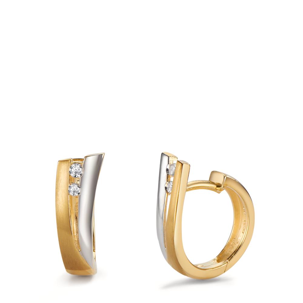 kolczyki koła zatrzaskowe złoto żółte 750/18 K Diament 0.07 ct, 4 kamienie, w-si