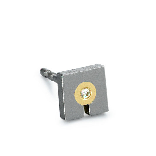 kolczyk wkrętka (1 sztuka) tytan, złoto żółte 750/18 K Diament 0.01 ct, w-si