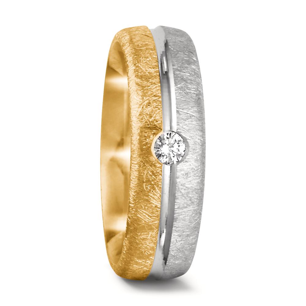 obrączka partnerska złoto żółte 750/18 K, złoto białe 750/18 K Diament 0.07 ct, tw-si