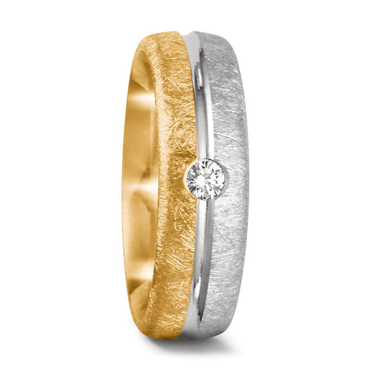 obrączka partnerska złoto żółte 750/18 K, złoto białe 750/18 K Diament 0.07 ct, tw-si