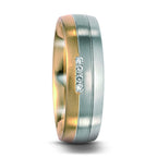 pierścionek pallad 500, złoto żółte 750/18 K, złoto białe 750/18 K Diament 0.04 ct, 4 kamienie, w-si