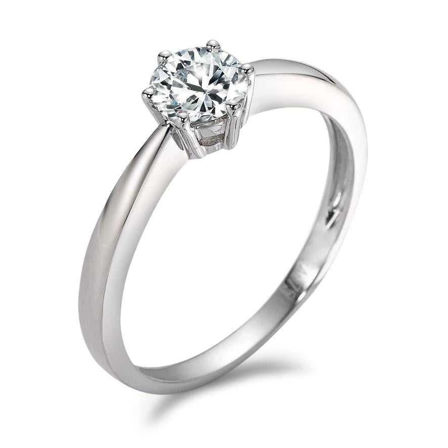 pierścionek zaręczynowy złoto białe 750/18 K Moissanit biały, 0.50 ct, [Brillant]