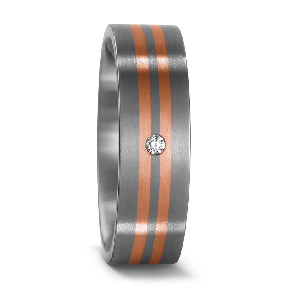 pierścionek tytan, złoto czerwone 750/18 K Diament 0.02 ct, w-si