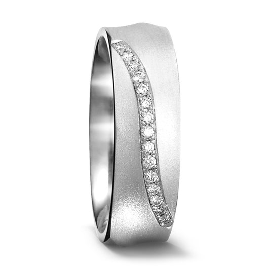 obrączka partnerska złoto białe 750/18 K Diament 0.075 ct, 15 kamienie, tw-si