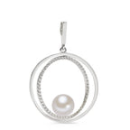 wisiorek złoto białe 750/18 K Diament 0.35 ct, 55 kamienie, w-si Perła hodowana w wodzie słodkiej