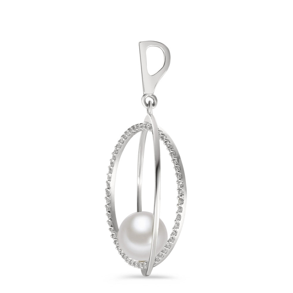 wisiorek złoto białe 750/18 K Diament 0.35 ct, 55 kamienie, w-si Perła hodowana w wodzie słodkiej