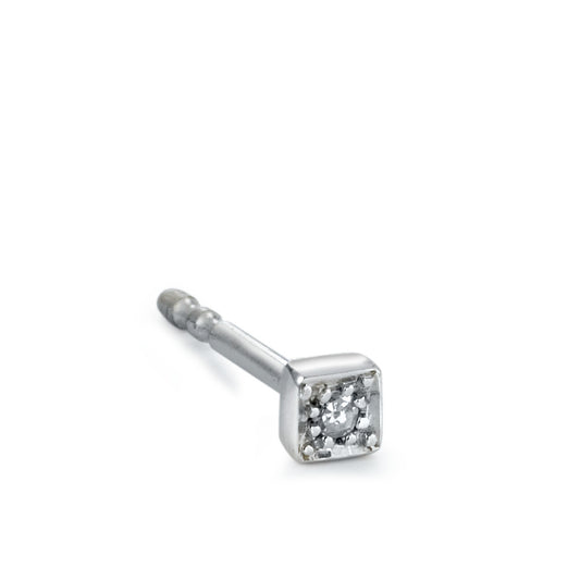 kolczyk wkrętka (1 sztuka) złoto białe 750/18 K Diament 0.01 ct, w-si