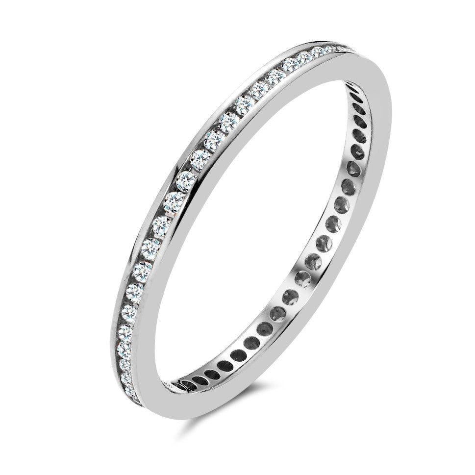 pierścionek pamięci złoto białe 750/18 K Diament 0.25 ct, 50 kamienie, w-si