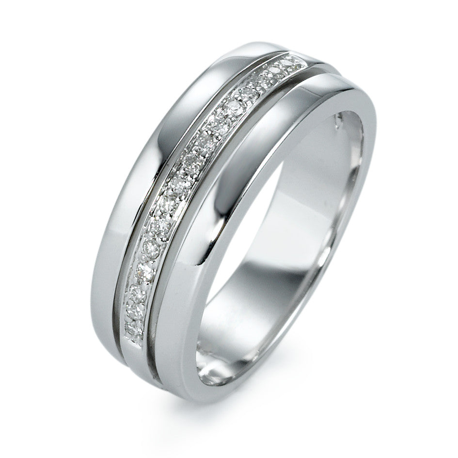 pierścionek złoto białe 750/18 K Diament 0.103 ct, 16 kamienie, w-si