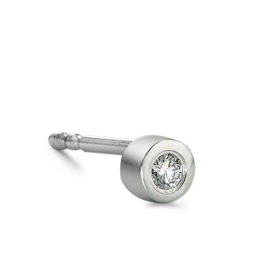 kolczyk wkrętka (1 sztuka) złoto białe 750/18 K Diament 0.04 ct, w-si Ø3 mm