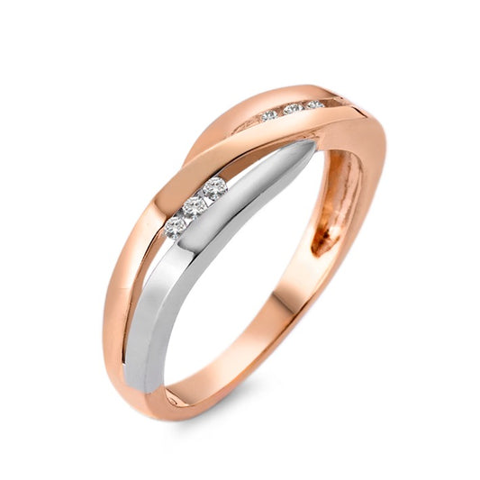 pierścionek złoto czerwone 750/18 K, złoto białe 750/18 K Diament 0.06 ct, 6 kamienie, w-si