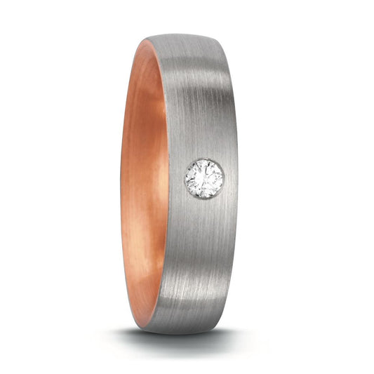 obrączka partnerska złoto czerwone 750/18 K, platyna 950 Diament 0.07 ct, tw-si