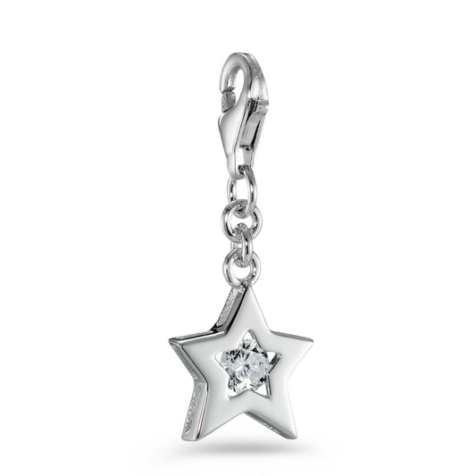 charms srebro Cyrkonia biały gwiazda Ø11 mm