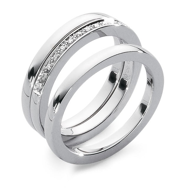 pierścionek złoto białe 750/18 K Diament 0.06 ct, 13 kamienie, w-si