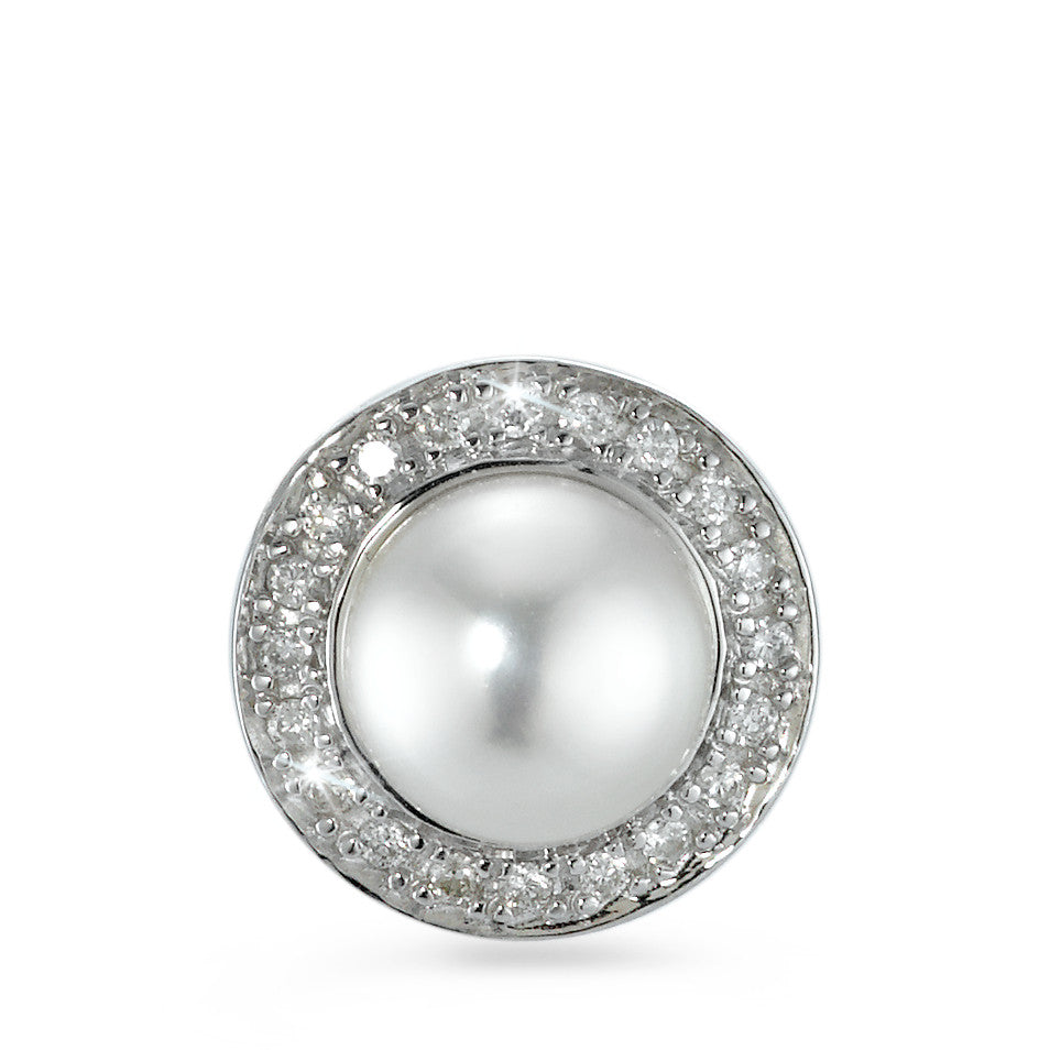 wisiorek złoto białe 750/18 K Diament 22 kamienie, [Brillant], p1 Perła hodowana w wodzie słodkiej