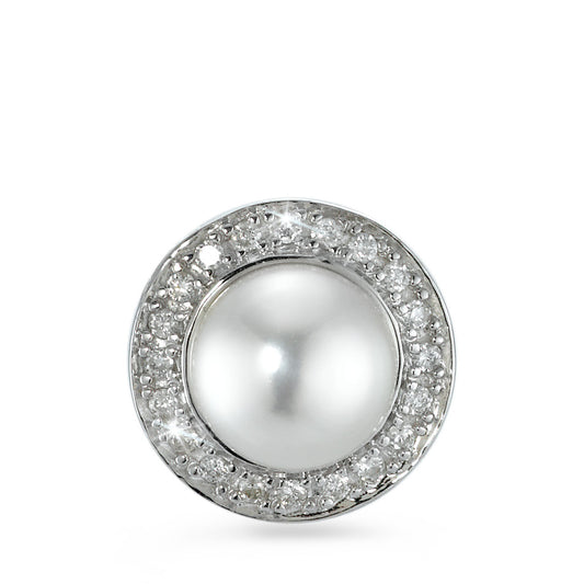 wisiorek złoto białe 750/18 K Diament 22 kamienie, [Brillant], p1 Perła hodowana w wodzie słodkiej