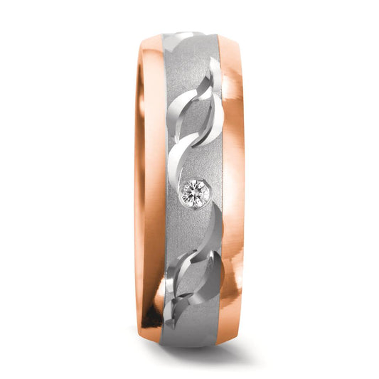 obrączka partnerska złoto białe 750/18 K, złoto czerwone 750/18 K Diament 0.02 ct, w-si