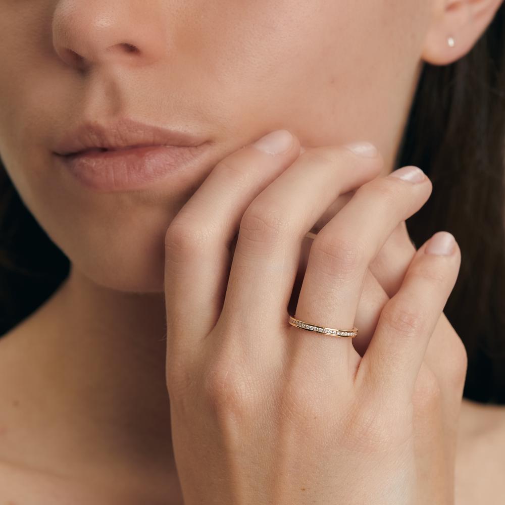 pierścionek pamięci złoto żółte 750/18 K Diament 0.25 ct, 50 kamienie, w-si
