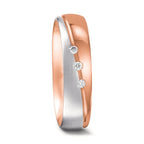 obrączka partnerska złoto czerwone 750/18 K, złoto białe 750/18 K Diament 0.045 ct, 3 kamienie, tw-vsi