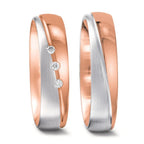 obrączka partnerska złoto czerwone 750/18 K, złoto białe 750/18 K Diament 0.045 ct, 3 kamienie, tw-vsi
