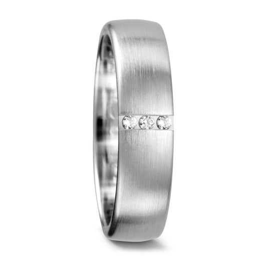 obrączka partnerska złoto białe 750/18 K Diament 0.03 ct, 3 kamienie, tw-vsi