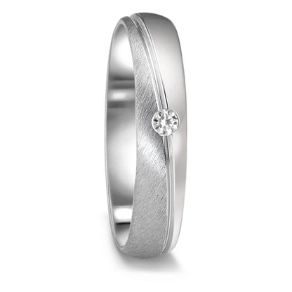 obrączka partnerska złoto białe 750/18 K Diament 0.04 ct, tw-vsi