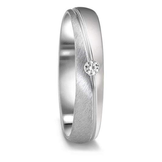 obrączka partnerska złoto białe 750/18 K Diament 0.04 ct, tw-vsi