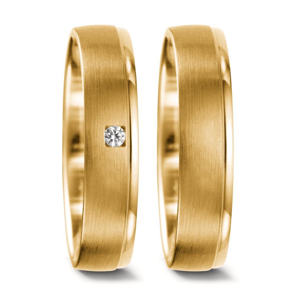 obrączka partnerska złoto żółte 750/18 K Diament 0.03 ct, tw-vsi