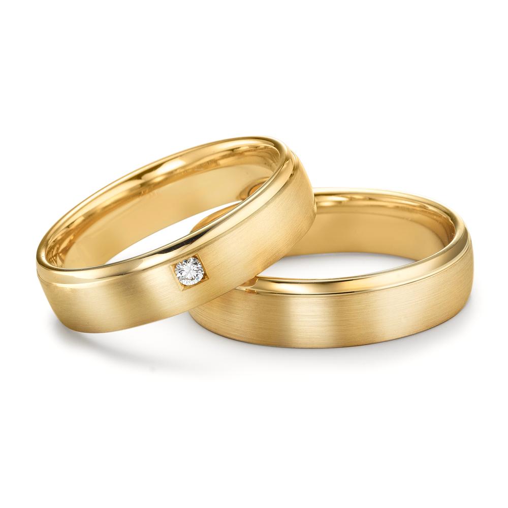 obrączka partnerska złoto żółte 750/18 K Diament 0.03 ct, tw-vsi