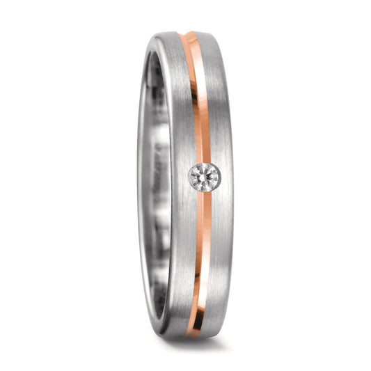 obrączka partnerska złoto białe 750/18 K, złoto czerwone 750/18 K Diament 0.04 ct, tw-vsi