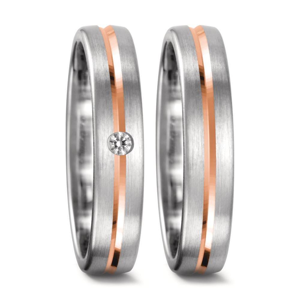 obrączka partnerska złoto białe 750/18 K, złoto czerwone 750/18 K Diament 0.04 ct, tw-vsi