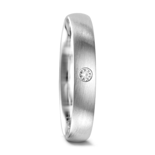 obrączka partnerska złoto białe 750/18 K Diament 0.04 ct, tw-vsi