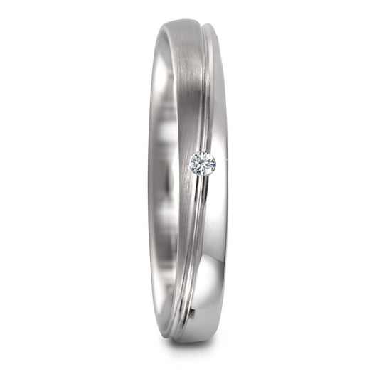 obrączka partnerska złoto białe 750/18 K Diament 0.02 ct, tw-vsi