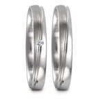 obrączka partnerska złoto białe 750/18 K Diament 0.02 ct, tw-vsi