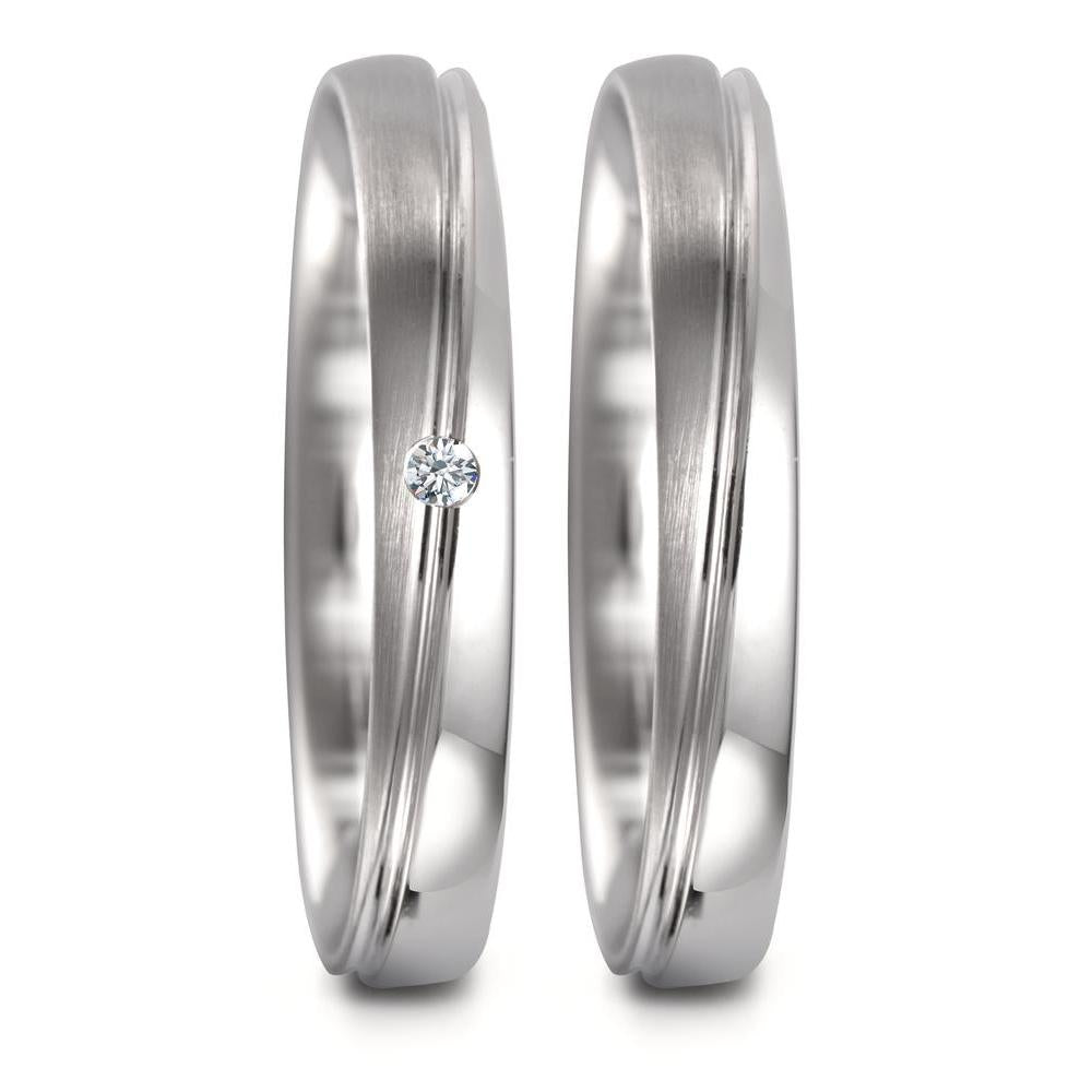 obrączka partnerska złoto białe 750/18 K Diament 0.02 ct, tw-vsi