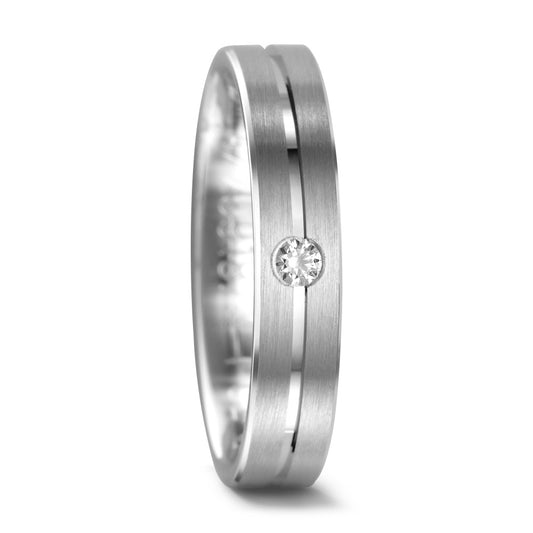 obrączka partnerska złoto białe 750/18 K Diament 0.04 ct, tw-vsi