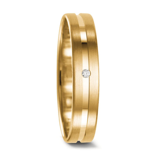 obrączka partnerska złoto żółte 750/18 K Diament 0.01 ct, tw-vsi