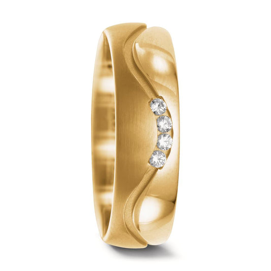obrączka partnerska złoto żółte 750/18 K Diament 0.08 ct, 4 kamienie, w-si