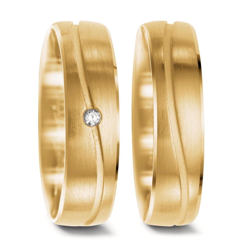 obrączka partnerska złoto żółte 750/18 K Diament 0.02 ct, w-si