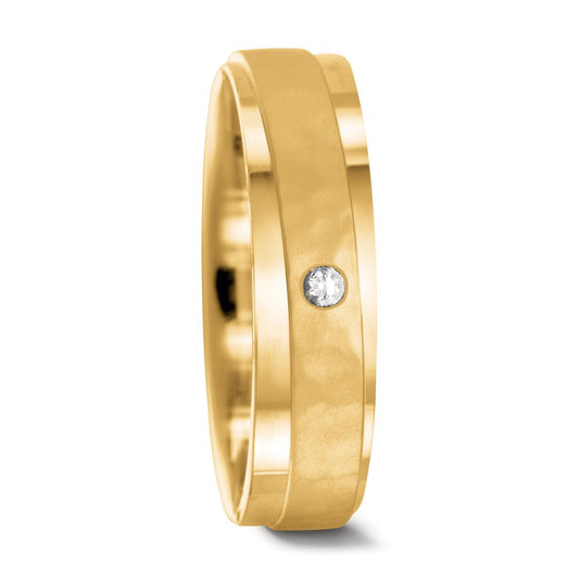 obrączka partnerska złoto żółte 750/18 K Diament 0.037 ct, w-si