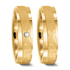 obrączka partnerska złoto żółte 750/18 K Diament 0.037 ct, w-si