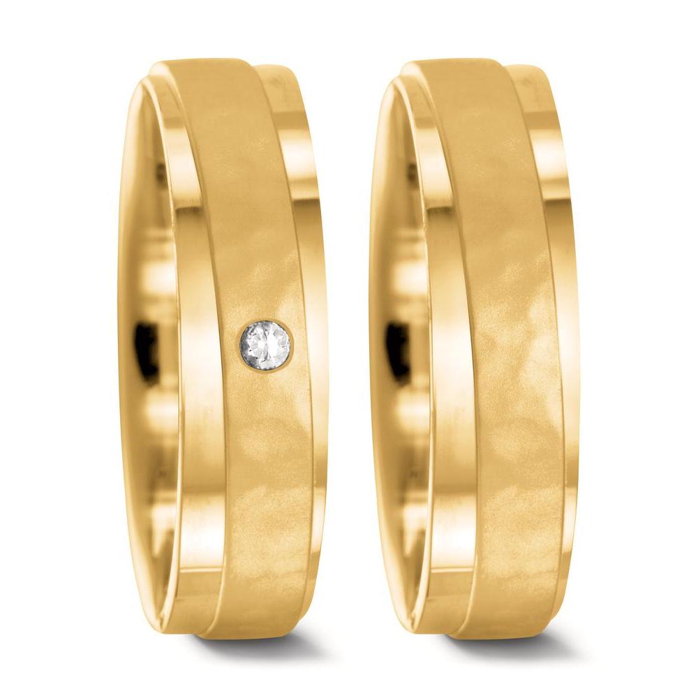 obrączka partnerska złoto żółte 750/18 K Diament 0.037 ct, w-si
