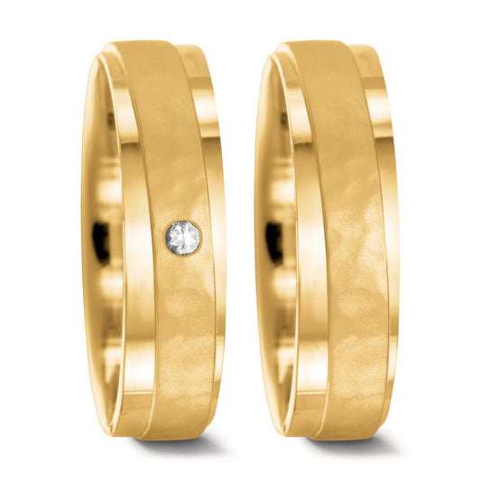 obrączka partnerska złoto żółte 750/18 K Diament 0.037 ct, w-si