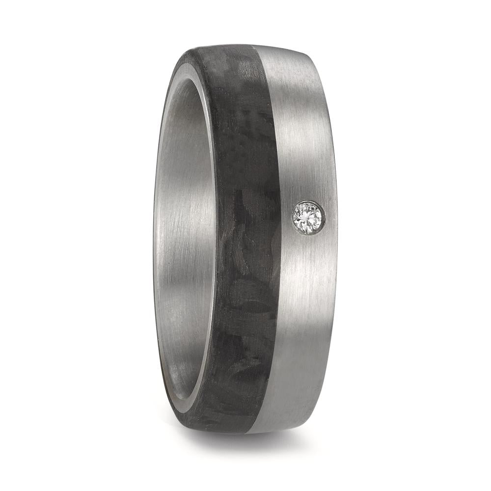 obrączka partnerska stal nierdzewna, węgiel Diament 0.02 ct, w-si