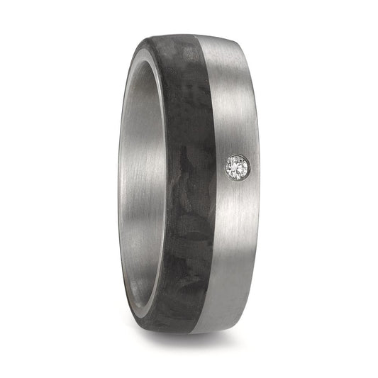 obrączka partnerska stal nierdzewna, węgiel Diament 0.02 ct, w-si