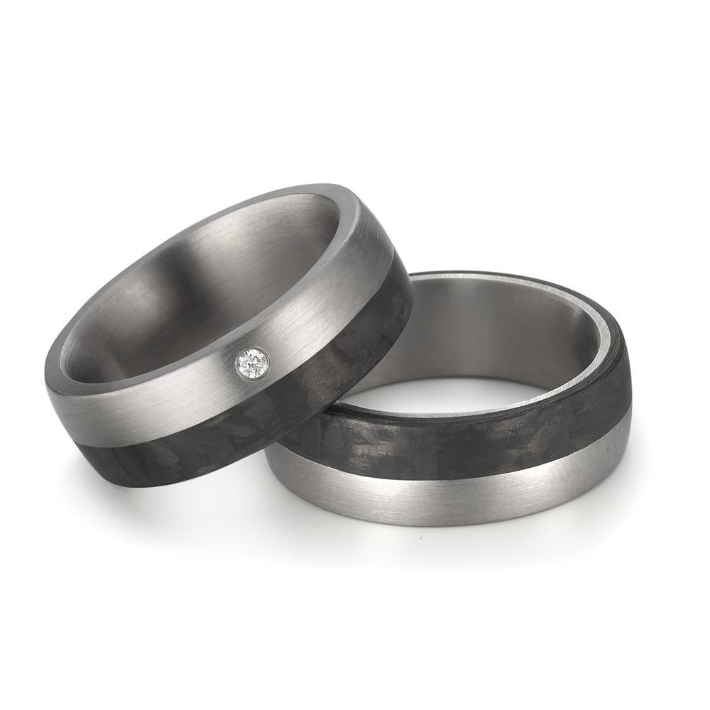 obrączka partnerska stal nierdzewna, węgiel Diament 0.02 ct, w-si