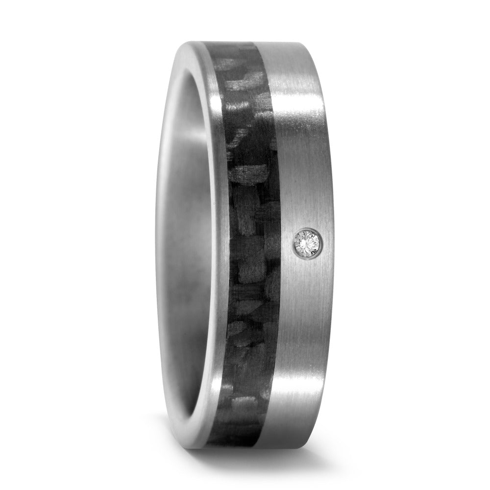 obrączka partnerska tytan, węgiel Diament 0.02 ct, w-si