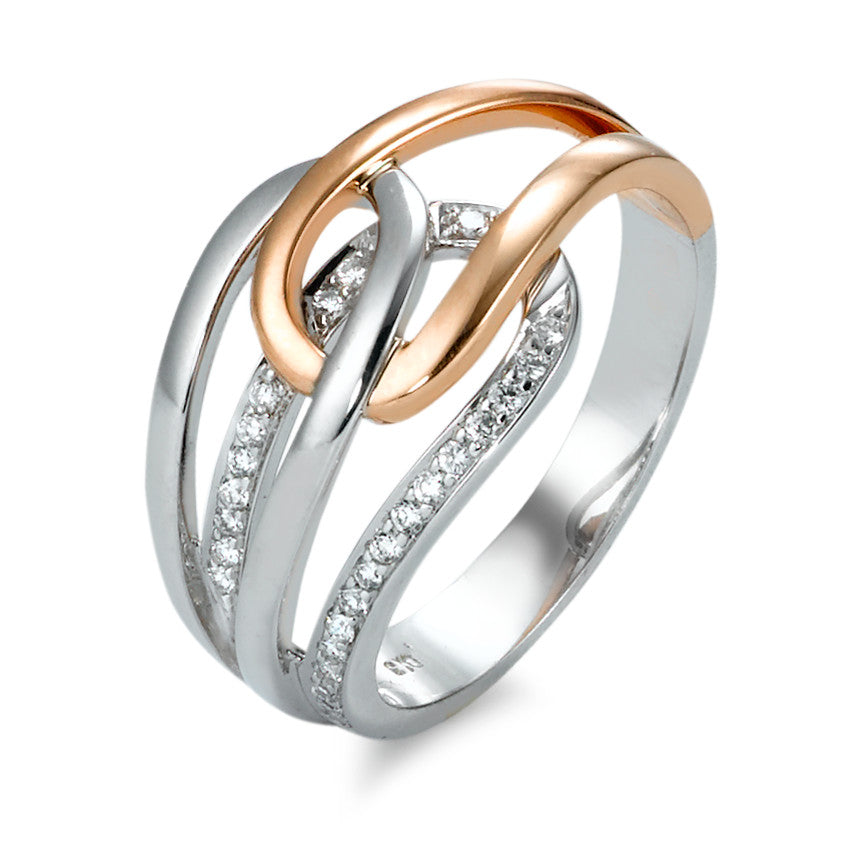 pierścionek złoto białe 750/18 K, złoto czerwone 750/18 K Diament 0.13 ct, 26 kamienie, w-si